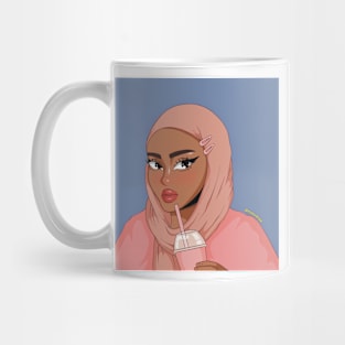 portrait girl pink illustration Mug